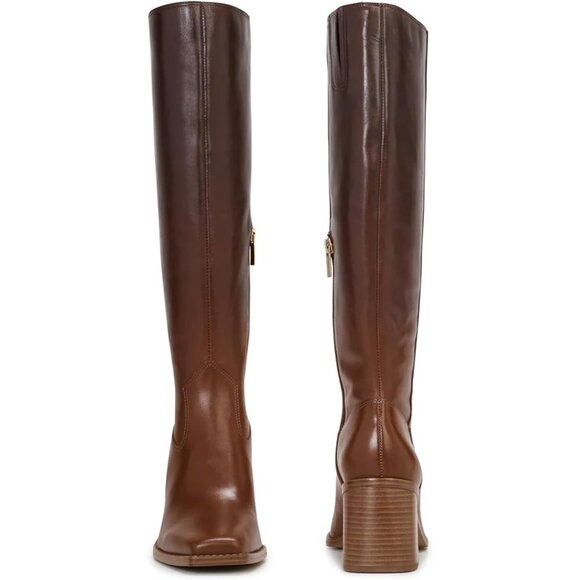 Women Ombre Polyurethane Knee High Square Toe Side Zipper Block Heel Boot - Picture 7 of 9